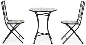 Set masa si scaune pliabile pentru gradina 3 piese multicolor din metal si ceramica, Positano Bizzotto