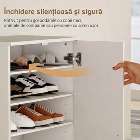 HOMCOM Dulap pentru Pantofi cu 6 Rafturi Ajustabile din Lemn 55x35x108 cm Alb | Aosom Romania
