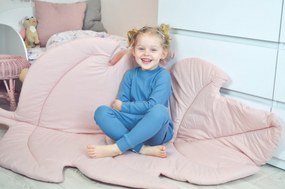 Covoras de joaca termic Frunza Pure Rose 150x105x5cm, pliabil, bumbac 100% si umplutura antialergica BabySoft  , protectie impotriva loviturilor