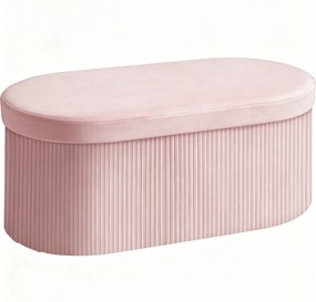 HOMCOM Pouf pliabil cu spațiu de depozitare modern, tapițat cu catifea, 72L, pentru living și dormitor, 76x38x35 cm, Roz | Aosom Romania