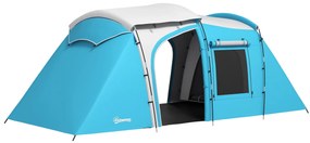 Outsunny Cort de camping familial 3-4 persoane 2 camere 4 uși și 4 ferestre, sac de transport, dim. 460L x 220l x 175H cm | Aosom Romania