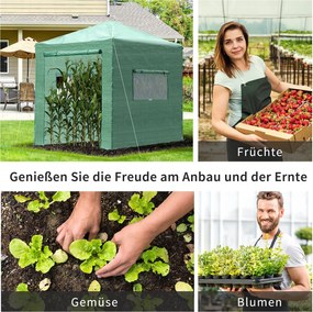 Outsunny Seră Seră Seră cu Ușă și Fereastră Rulante PE Oțel Verde Închis 238 x 178 x 240 cm | Aosom Romania