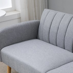 HOMCOM Canapea Extensibilă 2 Locuri Design scandinav Spătar reglabil 3 Poziții Picioare Lemn Țesătură Aspect Lin Gri | Aosom Romania