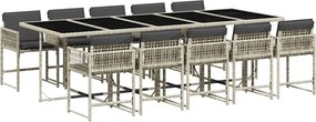 vidaXL Set mobilier de grădină cu perne 11 piese gri deschis poliratan
