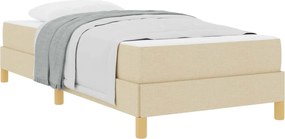 vidaXL Pat cu arcuri cu saltea Crem 100 x 200 cm țesătură