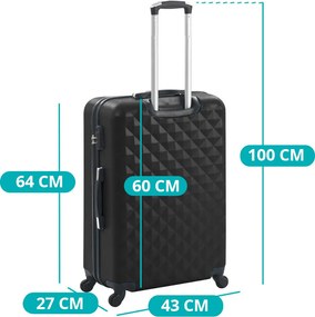 Set valiza de calatorie cu geanta cosmetica-negru