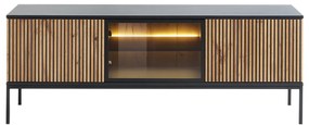 Dulap TV Dernas RTV154 (Negru grafit + Stejar wotan) (cu iluminat LED galben). 1106215