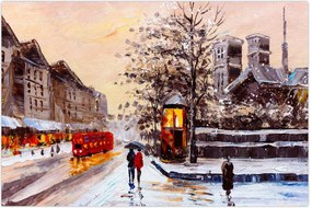 Tablou - Pictură oraș iarna (90x60 cm)