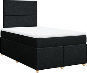 vidaXL Pat box spring cu saltea, negru, 120x190 cm, catifea