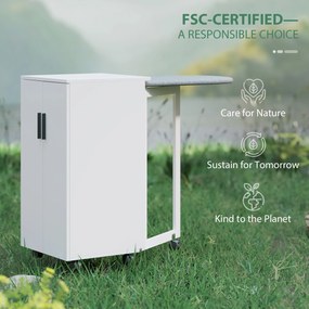 HOMCOM Dulap pliabil 2-în-1 pentru masă de călcat pe roți, cu masă de călcat și raft reglabil pentru spații mici, alb | Aosom Romania