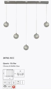 Lustra liniara cu 5 pendule LED Quartz