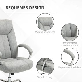 Vinsetto Scaun de birou ergonomic, spatar inalt, husa de respirabil, inaltime ajustabila, Gri | Aosom Romania