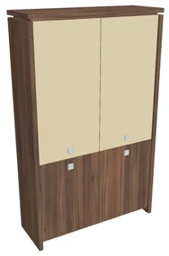 Dulap înalt Verno 128 x 46 x 210 cm, uși combinate, nuc / vanilie