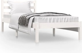 vidaXL Cadru de pat mic Single, alb, 75x190 cm, lemn masiv de pin
