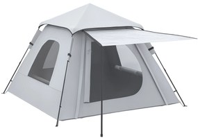 Outsunny Cort de Camping Automat cu Veranda pentru 2-3 Persoane, Cort Pop-Up in Aer Liber, Adapost Portabil pentru Drumetii cu Ferestre cu Plasa, Usa cu Fermoar,Geanta de Transport Portabila | Aosom Romania