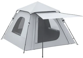 Outsunny Cort de Camping Automat cu Veranda pentru 2-3 Persoane, Cort Pop-Up in Aer Liber, Adapost Portabil pentru Drumetii cu Ferestre cu Plasa, Usa cu Fermoar,Geanta de Transport Portabila | Aosom Romania