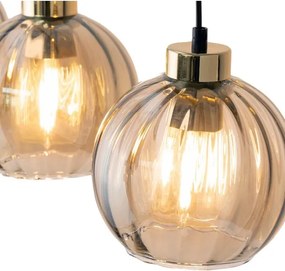 Lustră LED suspendată pe cablu DEVI 3xE27/15W/230V negru/bej fumuriu