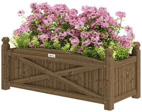 Outsunny Jardiniță din lemn, pat de flori în aer liber din lemn cu găuri de drenaj, 90 x 39 x 37 cm, maro închis | Aosom Romania