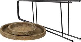 Suport pliabil din metal, cu 2 tavi de servire din lemn, Ø49x74 cm
