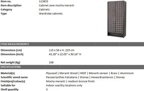 Dulap design elegant LUX Jane, cafeniu-Mocha 113833 HZ