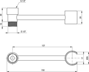 Suport pentru dușul de mână, pentru bateriile de cadă - pivotant Finisaj: Negru ANB_N21U