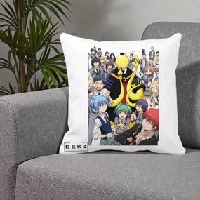 Perna Personalizata Assassination Classroom Grup Complet Anime, 40x40 cm, Alba Mata, Husa Detasabila, Perna Inclusa, BEKZ®