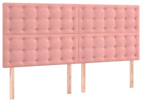 Cadru de pat cu tablie, roz, 200x200 cm, catifea Roz, 200 x 200 cm, Nasturi de tapiterie