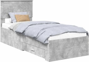 vidaXL Cadru de pat Gri beton și argintiu 70 x 190 cm Lemn compozit