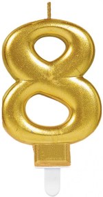 Numere Gold, lumânare de tort cifră aurie 8