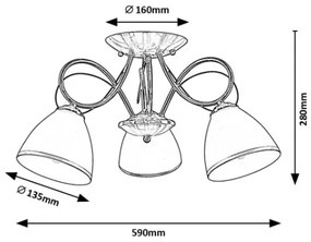 Brilagi - Lustră aplicată FRED 3xE27/60W/230V Ø 59 cm bronz