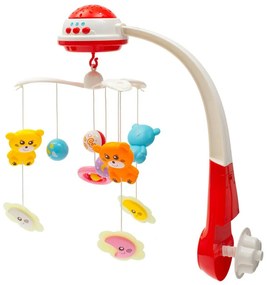 Baby Mix Carusel deasupra pătuțului cu proiectorde lumină, roșu