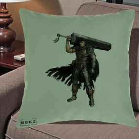 Perna Personalizata Berserk Guts Luptatorul Negru, 40x40 cm, Verde, Husa Detasabila, Perna Inclusa, BEKZ®
