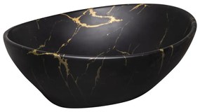 Lavoar KR-707 cu design ceramic negru și auriu, cu model din marmură