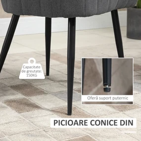 HOMCOM Set 2 Scaune Elegante și Confortabile pentru Bucătărie și Living, Tapițate, Gri Întunecat | Aosom Romania