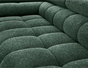 Colțar verde extensibil/cu spațiu de depozitare cu tapițerie din țesătură bouclé (cu colț pe partea stângă/în formă de ”L”) Ferucce – ELTAP