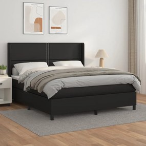 3132453 vidaXL Pat box spring cu saltea, negru, 180x200 cm, piele ecologică