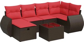 vidaXL Set canapele de grădină cu perne, 7 piese, maro, poliratan