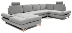 Colțar tapițat extensibil AVESTA în formă de U, cu spațiu de depozitare, gri