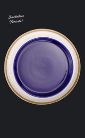 Set 4 Farfurii Sarbatori (2 Farfurii mari 25cm Sand Dune, 2 Farfurii mici 20cm Cobalt)