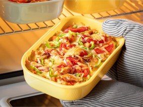 Cutie ceramică pentru alimente Buydeem Bento CT3008-MY, 1 l, 230 °C, compatibilă cu cuptorul și cuptorul cu microunde, galbenă