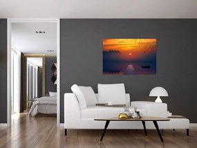 Tablou cu podul în apus de soare (90x60 cm)