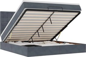 vidaXL Cadru de pat otoman cu saltele Gri închis 160x200cm catifea