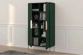 Dulap TV lemn masiv Merlin Personalizabilă Accesorii placate cu Aur, 80,1 × 40 × 160 cm - Alb