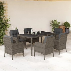 vidaXL Set mobilier de grădină cu perne, 7 piese, gri, poliratan