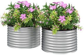 Outsunny Set de 2 jardiniere ridicate, din oțel galvanizat, cu fund deschis, 90 x 90 x 56 cm, argintie | Aosom Romania