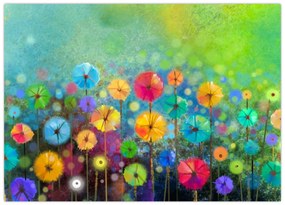 Tablou pe sticlă - Flori abstract (70x50 cm)