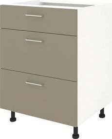 Corp Baza Lecce, 3 Sertare, Taupe/Alb, 60 x 50 x 80 cm