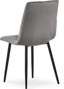 Scaun de catifea gri LIBRA SILVER GREY cu picioare negre