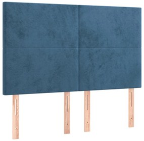 Cadru de pat cu tablie, albastru inchis, 140x200 cm, catifea Albastru inchis, 140 x 200 cm, Design simplu