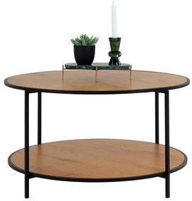 Măsuță de cafea în culoare naturală rotundă cu blat cu aspect de lemn de stejar ø 80 cm Vita – House Nordic